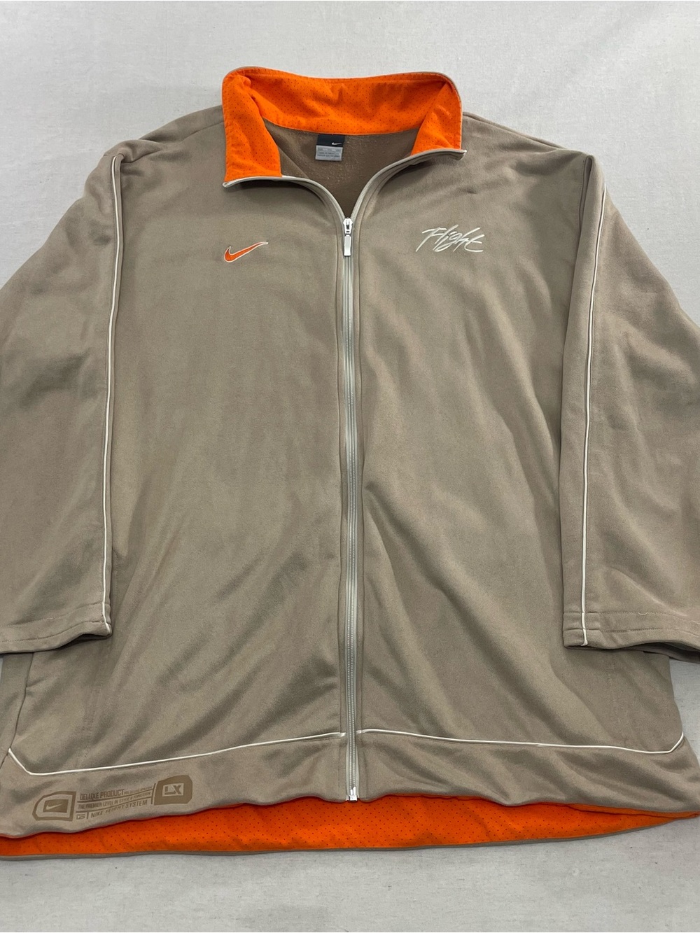 Rare Vintage Y2K Nike Flight Track Warm Up Zip Up Jacket Khaki Orange Accents 2